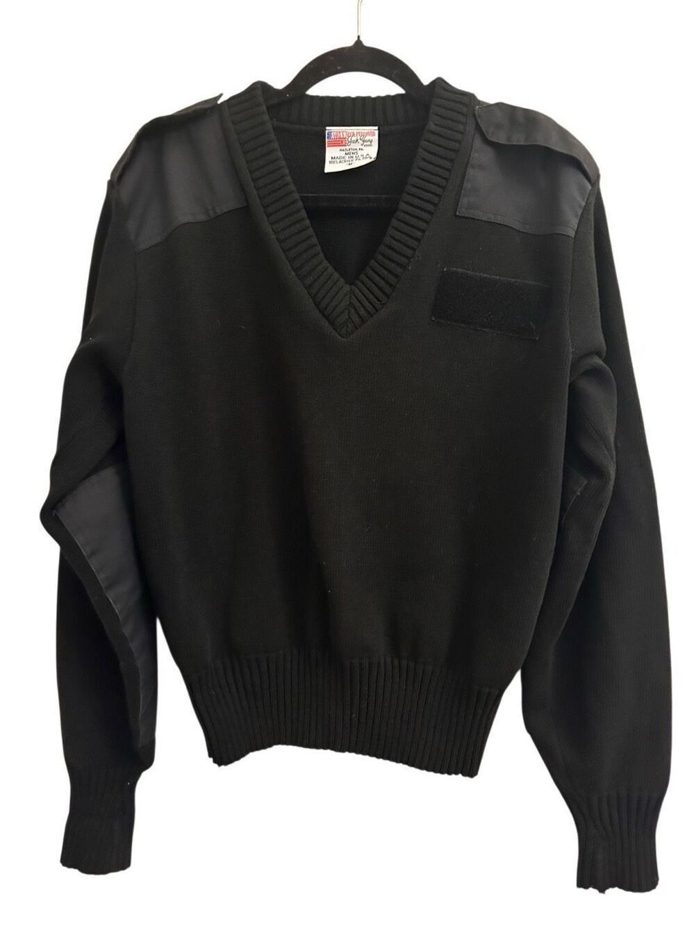 Vintage 80's NAVY Neck Pullover by Jack Young Sweater sz M Military Issued made